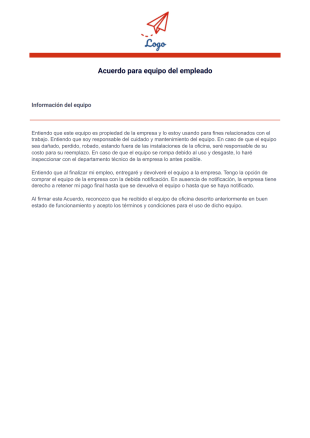 Acuerdo de equipo para empleados Plantilla PDF