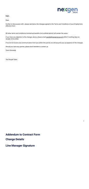 addendum to contract PDF Template
