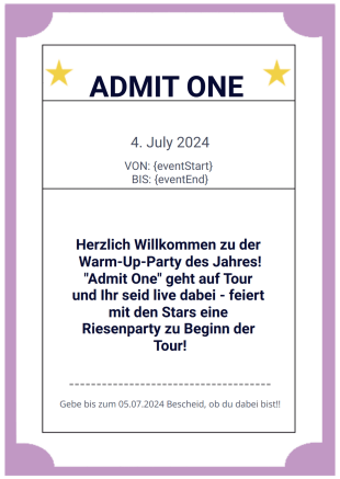 "Admit One" Ticketvorlage - PDF-Vorlagen