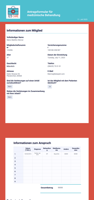 Antragsformular für medizinische Behandlung PDF-Vorlage