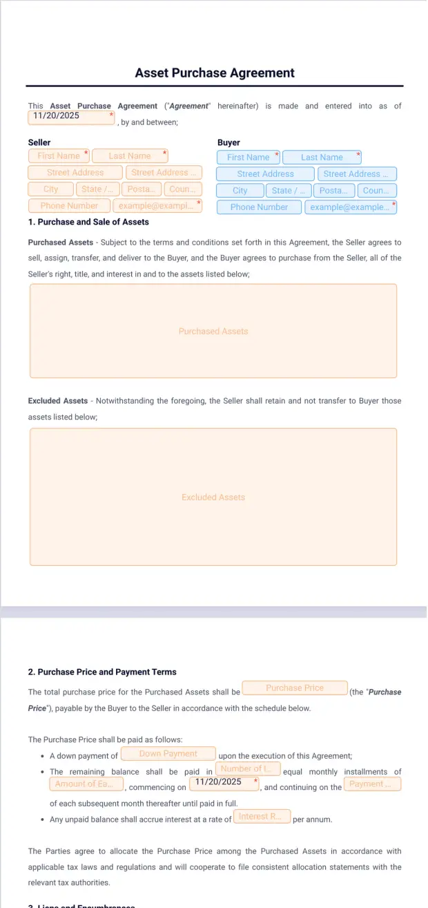 Asset Purchase Agreement Template