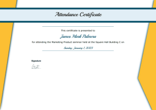 Attendance Certificate Template - PDF Templates