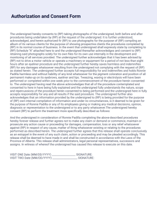 Authorization and Consent Form PDF Template