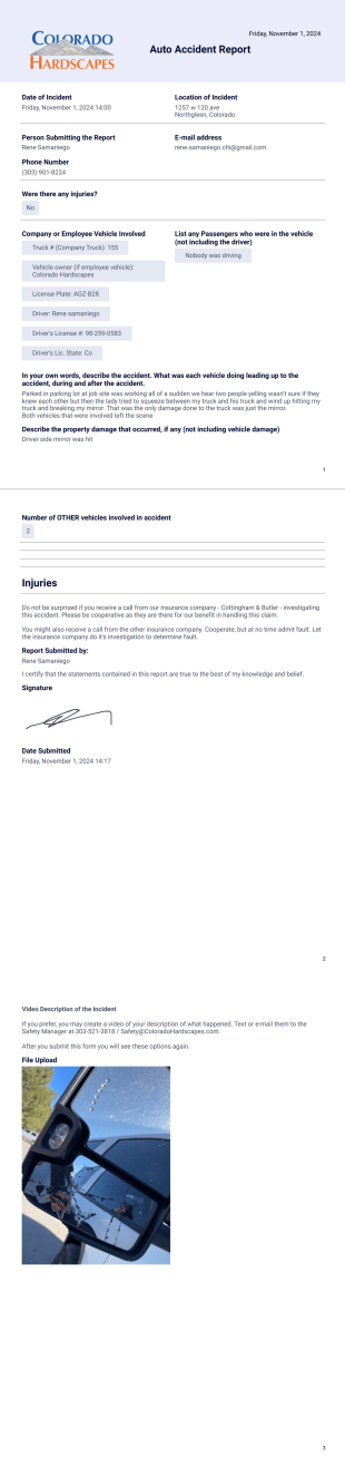 Auto Accident Report PDF Template