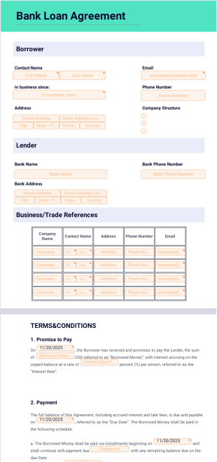 Bank Loan Agreement PDF Template