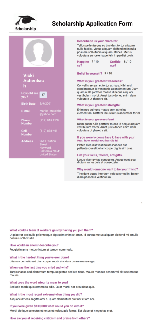 Basic Scholarship Application PDF Template