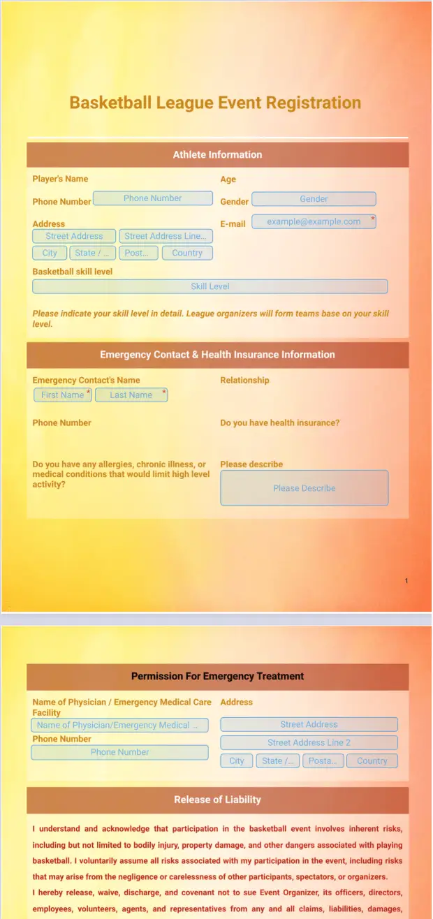 Basketball League Registration Event Template