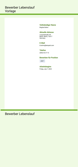 Bewerber Lebenslauf Vorlage - PDF-Vorlagen