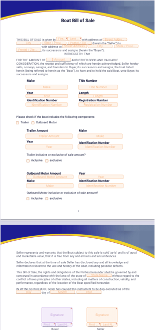 Boat Bill of Sale PDF Template