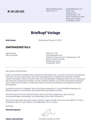 Briefkopf Vorlage - PDF-Vorlagen