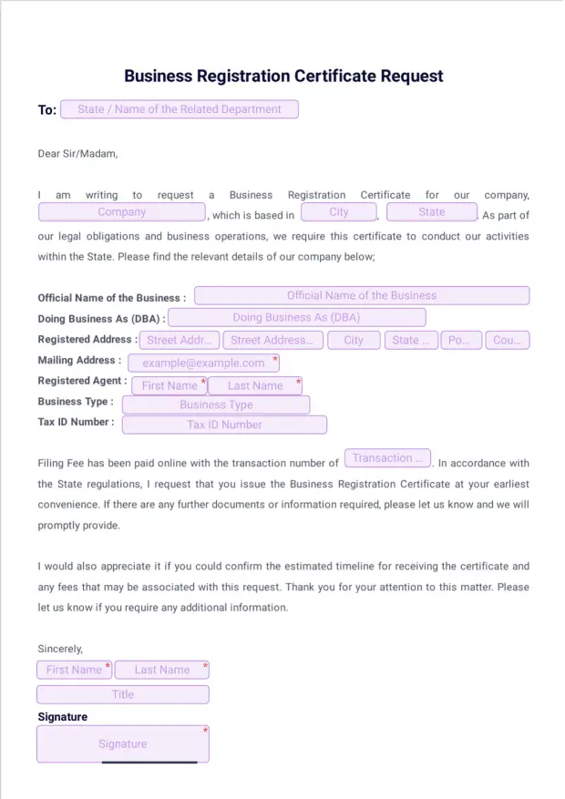 Business Registration Certificate
