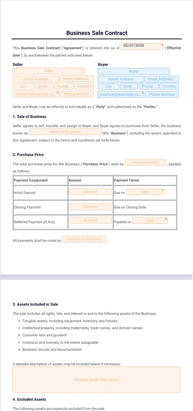 Business Sale Contract Template
