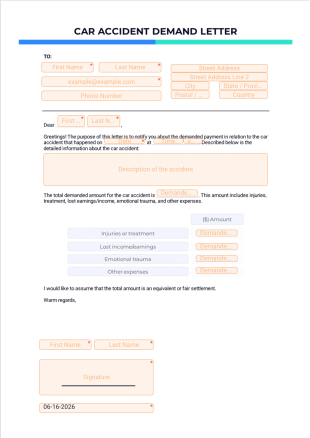 Car Accident Demand Letter PDF Template