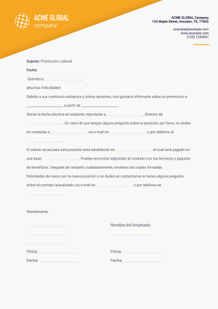 Carta de Promoción al Empleado Plantilla PDF