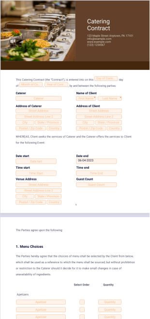 Catering Contract PDF Template