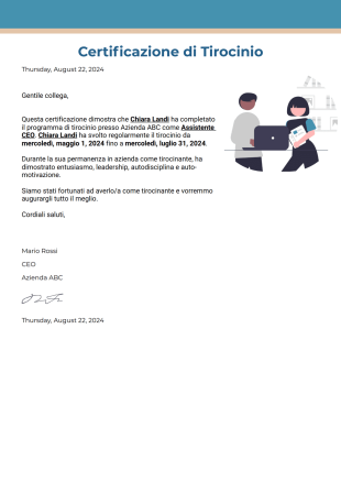 Certificazione di Tirocinio Template PDF