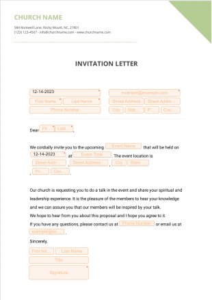 Church Invitation Letter PDF Template