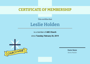 Church Membership Certificate PDF Template