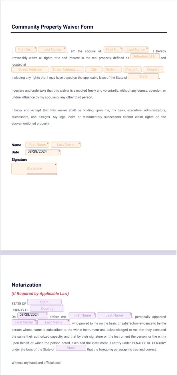 Community Property Waiver Form