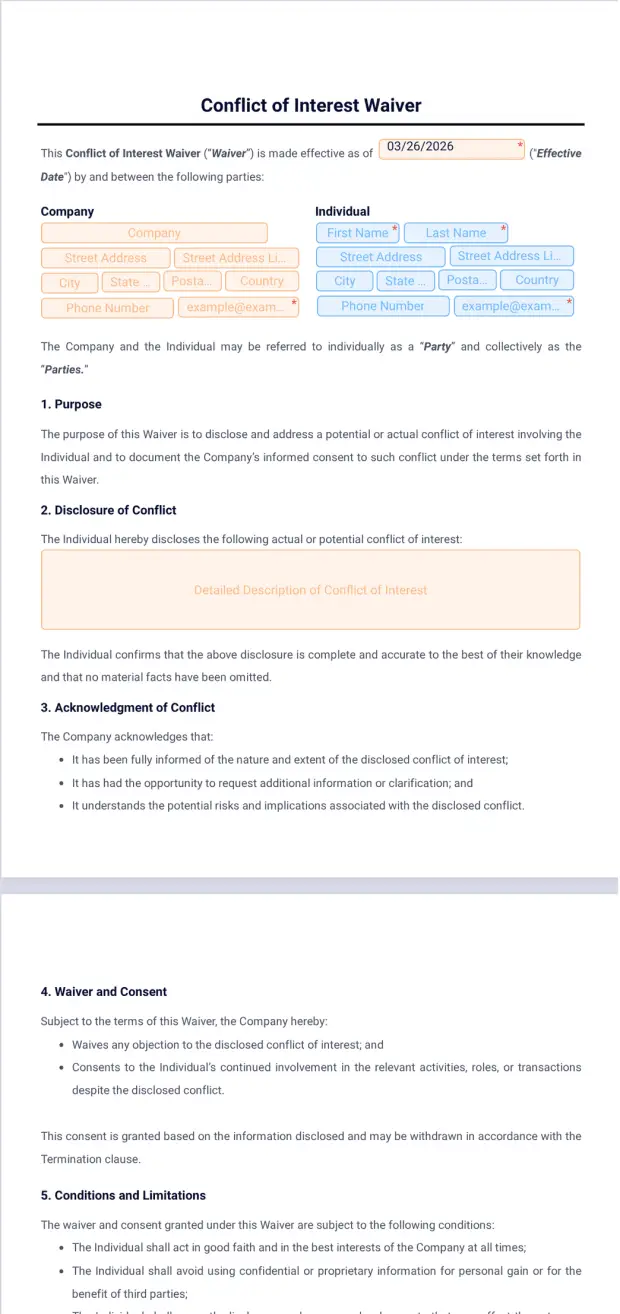 Conflict of Interest Waiver Template