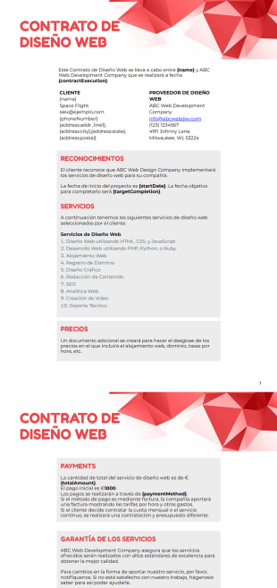 Contrato de Diseño Web Plantilla - Plantillas PDF