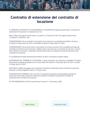 Contratto di estensione del contratto di locazione Template PDF