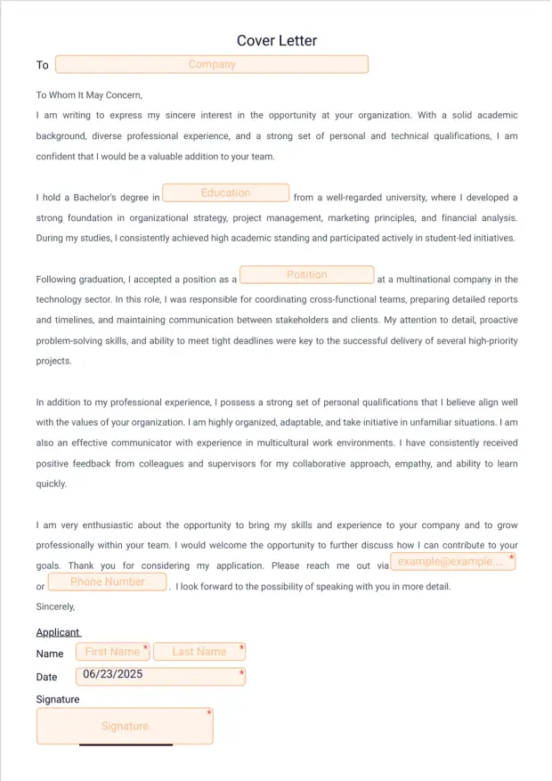 Cover Letter Template