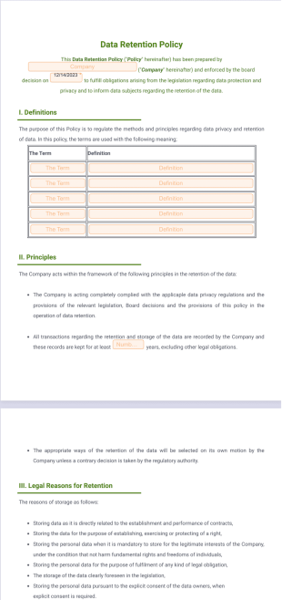 Data Retention Policy PDF Template