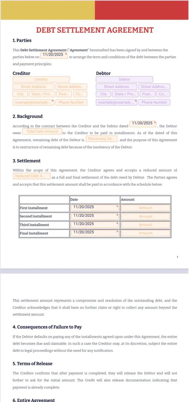Debt Settlement Agreement
