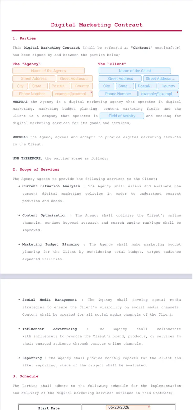 Digital Marketing Contract