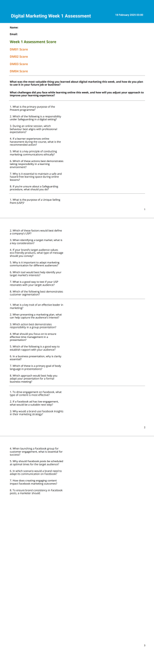 DM Score Card PDF Template