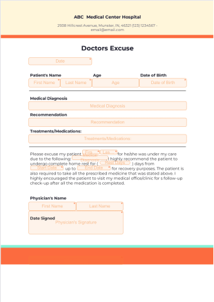 Doctors Excuse Template - PDF Templates