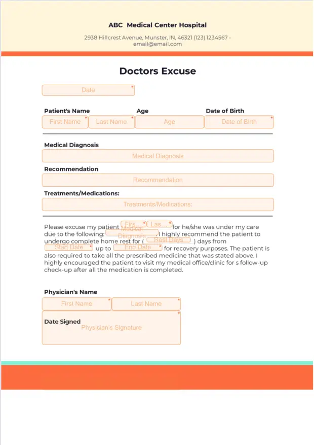 Doctors Excuse Template