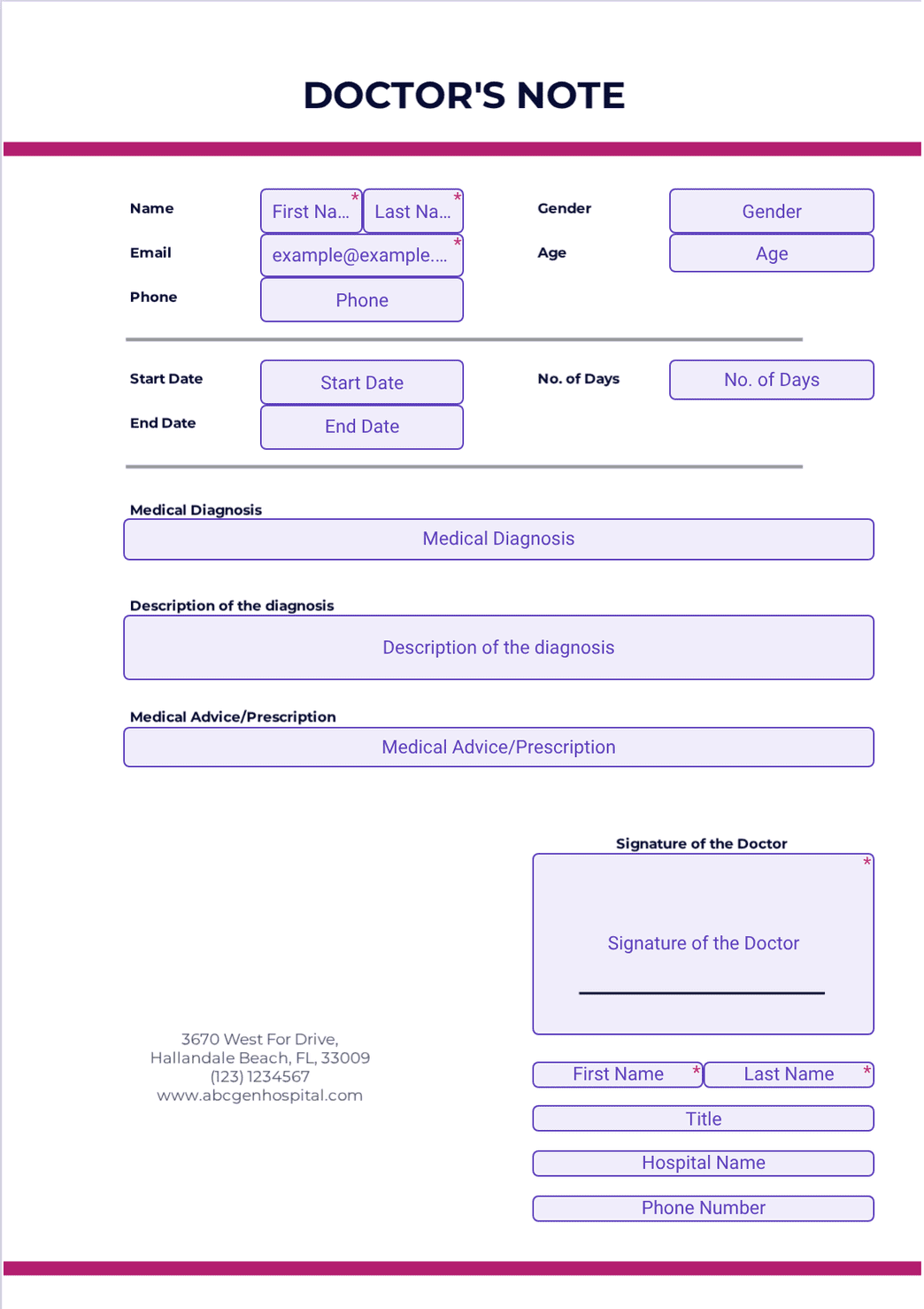 Doctors Note Template