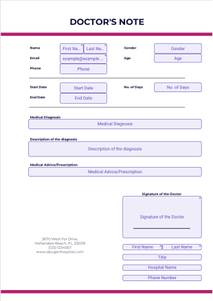 Doctors Note Template - PDF Templates