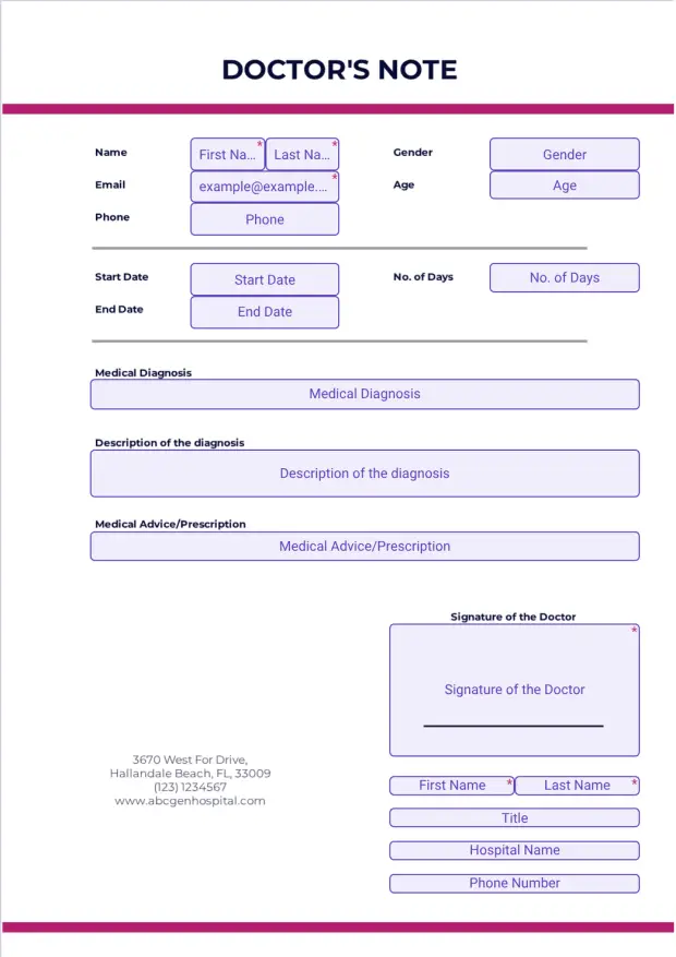 Doctors Note Template