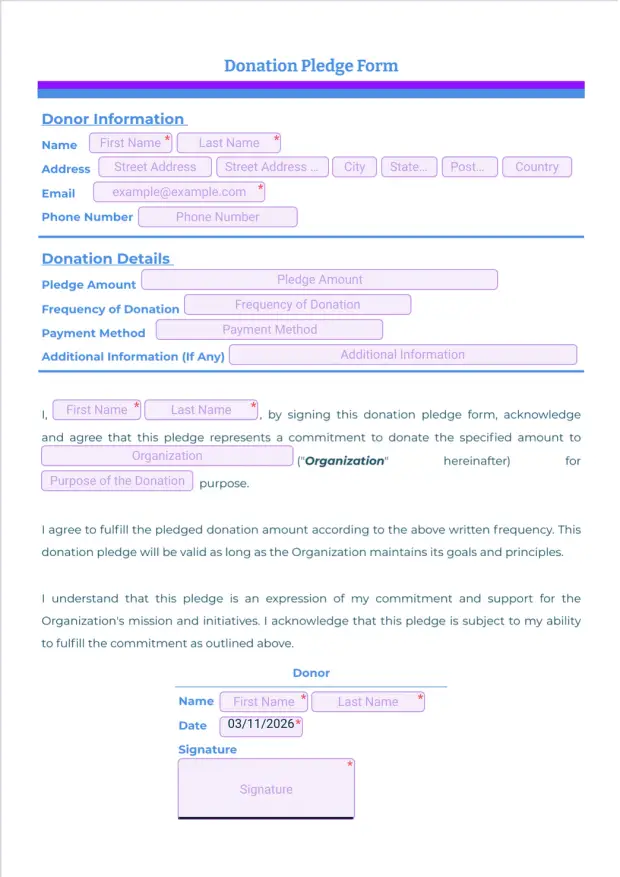 Donation Pledge Form
