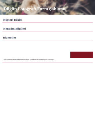 Düğün Fotoğrafı Fiyat Teklif Şablonu - PDF Şablonları
