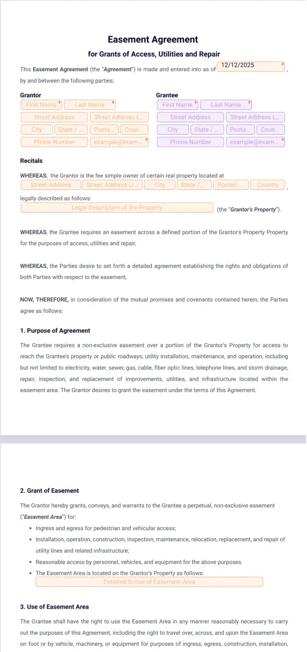 Easement Agreement Template
