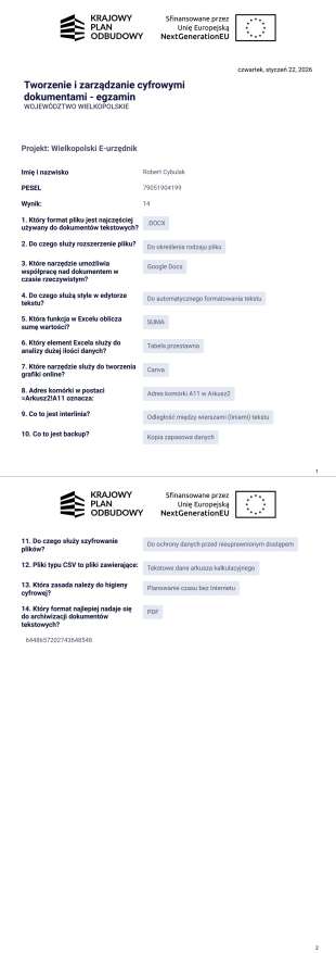 Egzamin Szablon PDF