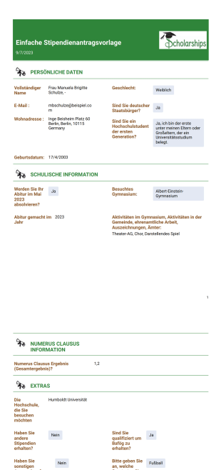 Einfache Stipendienantragsvorlage - PDF-Vorlagen