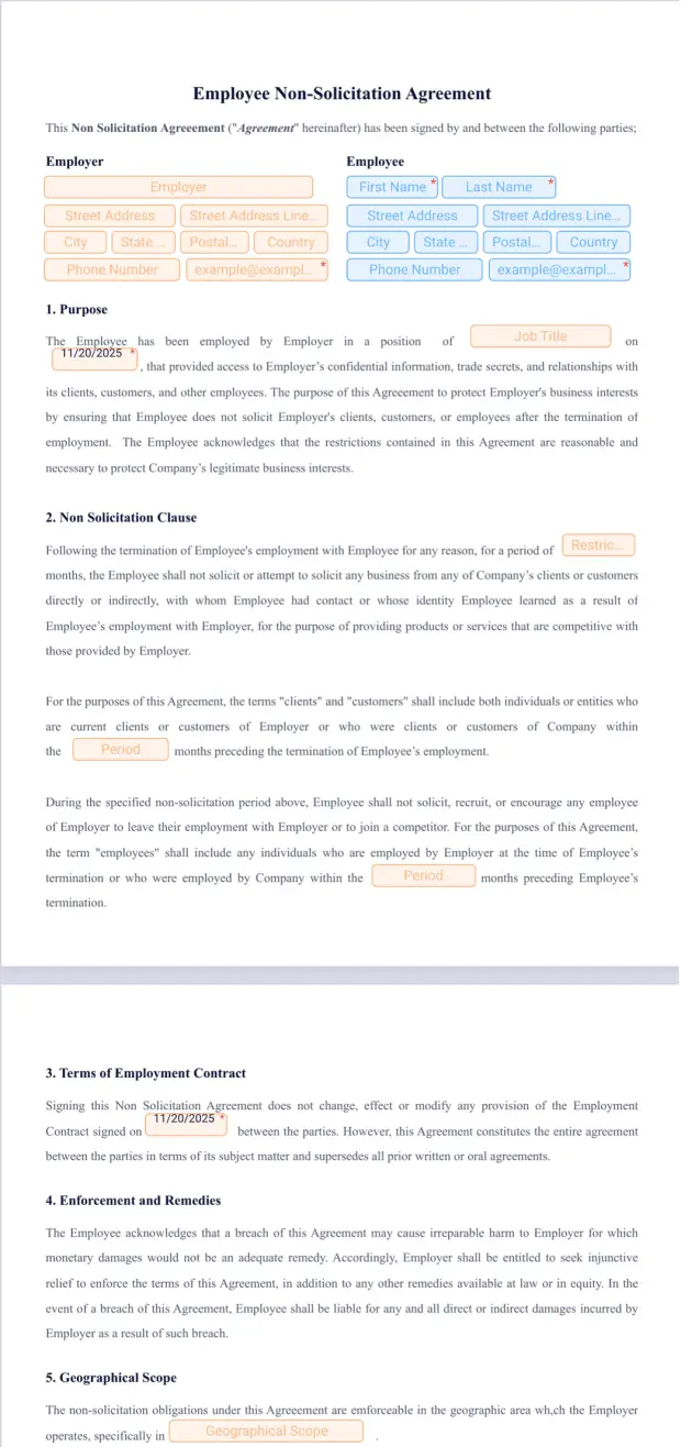 Employee Non Solicitation Agreement