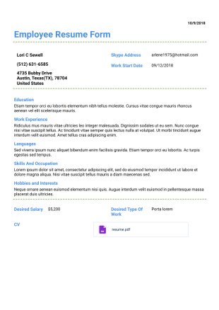 Employee Resume Template - PDF Templates