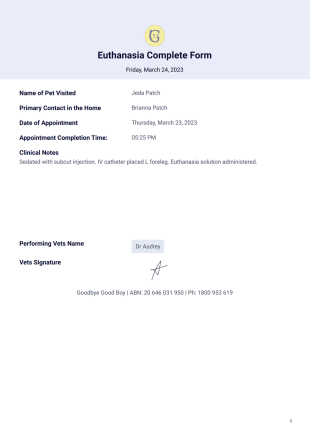 Old - Euth Appointment Clinic Notes - Insurance PDF Template