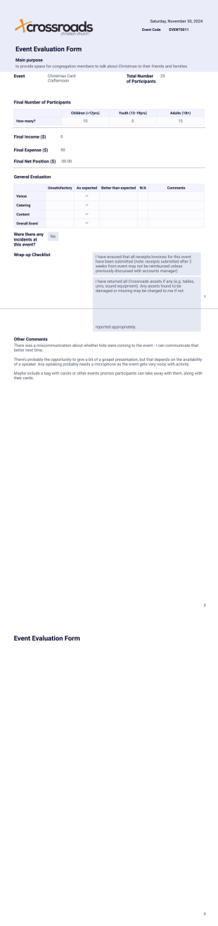 Event Evaluation PDF Template