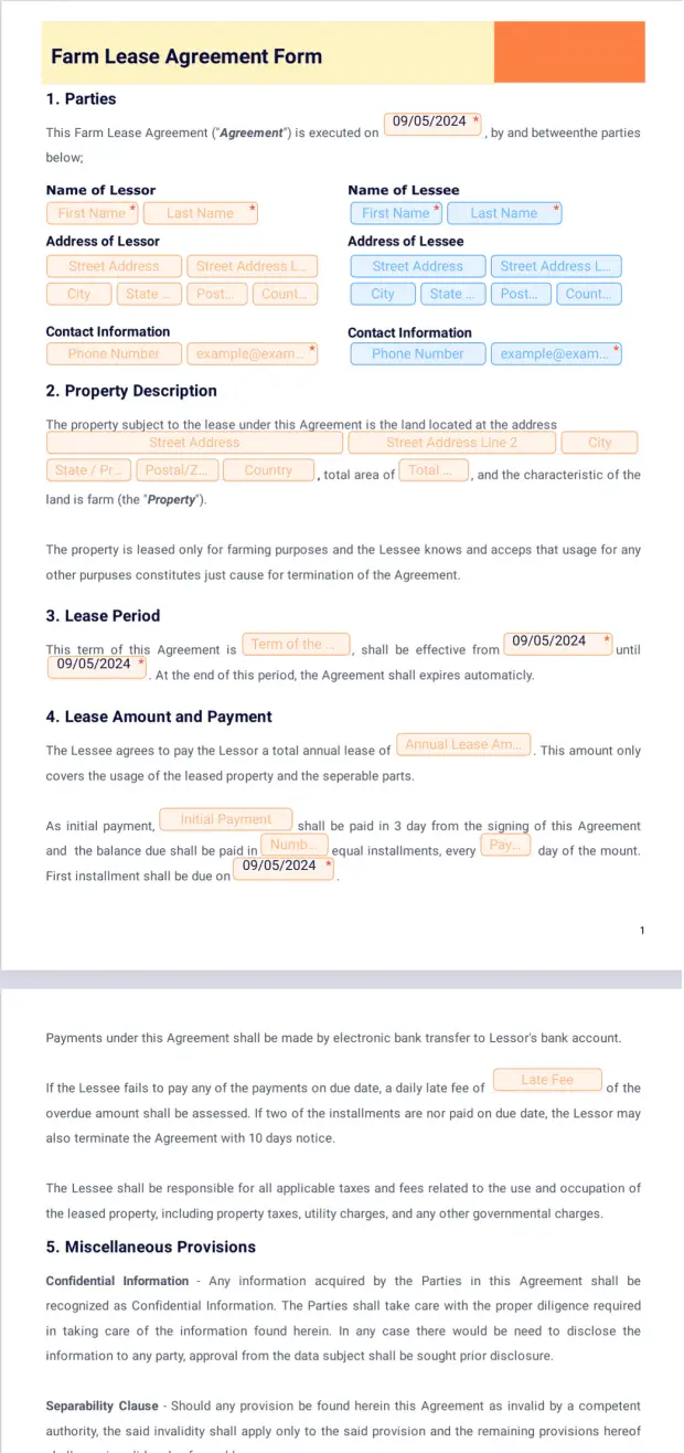 Farm Lease Agreement