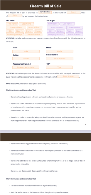 Firearm Bill of Sale PDF Template