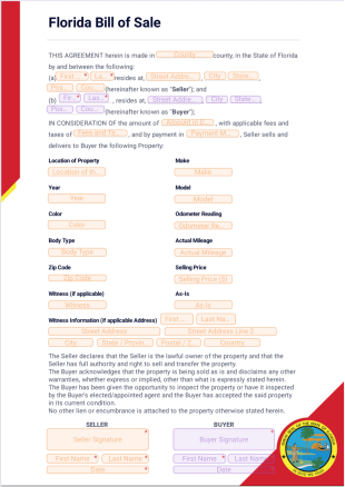 Florida Bill of Sale PDF Template