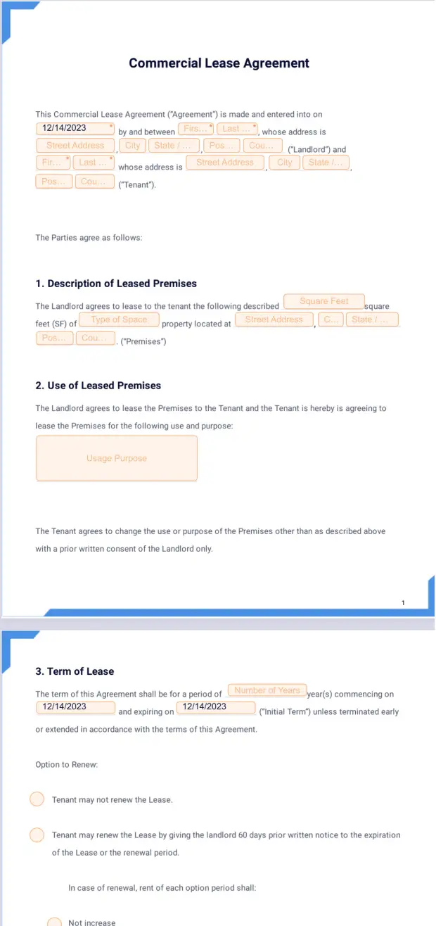 Free Commercial Lease Agreement Template