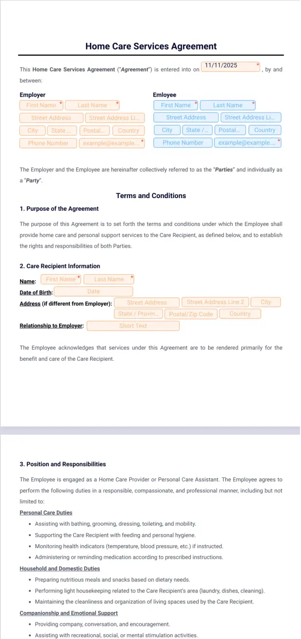 Home Care Services Agreement